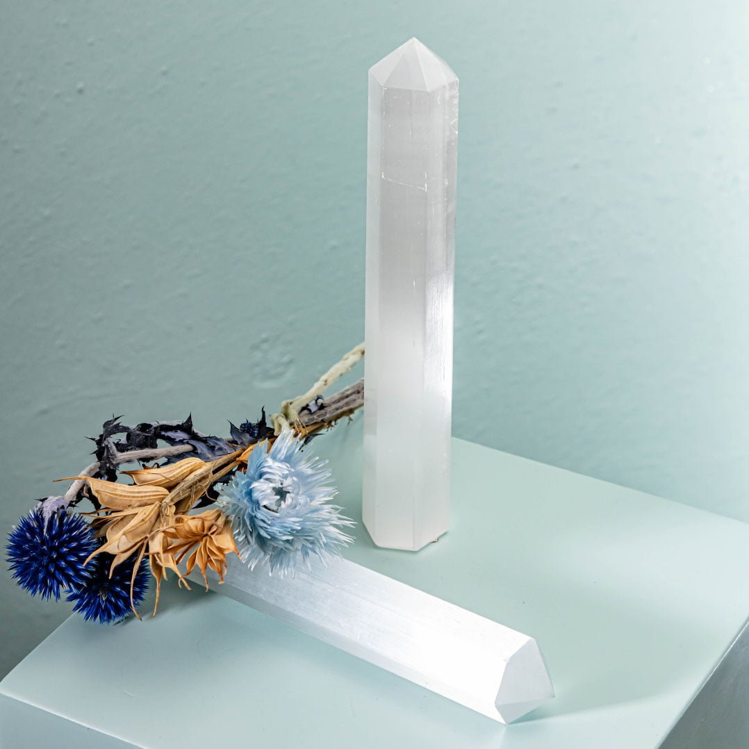  (1) Torre grande de selenita de cristal de selenita de 8  pulgadas/rascacielos – Reiki, piedras naturales crudas de cristal para  volar, rocas fuentes, decoración, suministros de fabricación de joyas,  regalo curativo